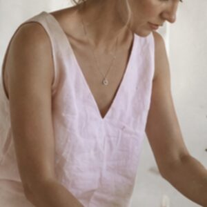 100% linen top V neck cut Blush Pink